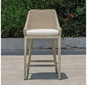Carlisle Oyster White Upholstered Outdoor Counter Height Stool