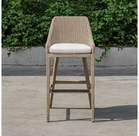 Carlisle Oyster White Upholstered Outdoor Bar Stool