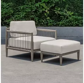 Grafton Oyster White Upholstered Outdoor Rectangular Ottoman