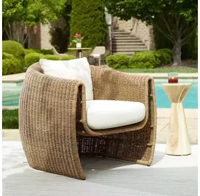 Belmont Oyster White and Golden Flax Upholstered Outdoor Lounge Chair