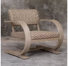 Rehema Oatmeal and Cerused Wheat Outdoor Lounge Chair