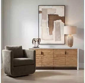 Grafton White and Brown 4 Door Accent Cabinet