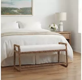 Alden Snow White Performance Fabric Upholstered Bed Bench