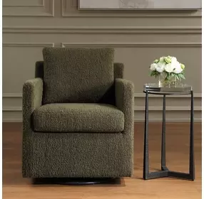 Oakley Kale Green Upholstered Swivel Glider Accent Chair