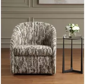 Hamilton Moss and Ivory Upholstered Swivel Accent Chair