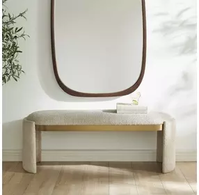 Monterey Bone White Upholstered Accent Bench