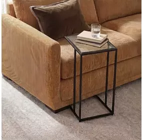 Alden Black Rectangular Glass Top Accent Table