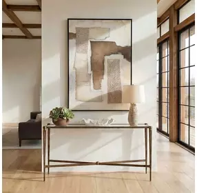 Fairmont Antique Brass Rectangular Glass Top Console Table