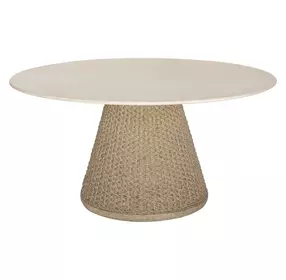 Kingsley White and Cerused Wheat Outdoor 60" Round Concrete Top Dining Table