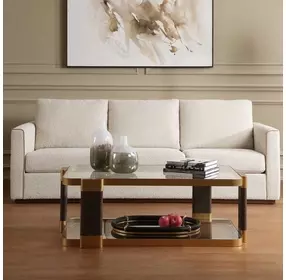 Grafton Gold and Brown Rectangular Glass Top Coffee Table