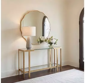 Grafton Gold Rectangular Glass Top Console Table