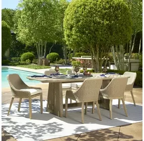 Carlisle Cerused Wheat Outdoor 92" Rectangular Dining Table