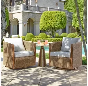 Fairmont Oatmeal Upholstered Outdoor Swivel Rocking Chair