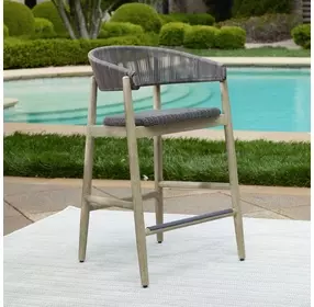 Belmont Java and Cerused Wheat Outdoor Counter Height Stool