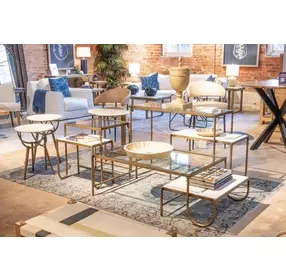 Sonoma White and Gold Rectangular Glass Top Nesting Side Table