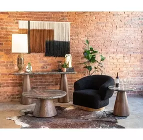 Caldera Dark Oak and Lava Marble Top Console Table