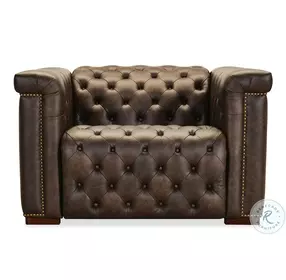 Savion Deux West Saddlewood Leather Power Recliner with Power Headrest