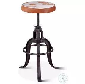 Sterling Natural Cowhide Industrial Adjustable Bar Stool