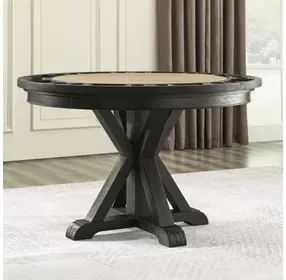 Rylie Black 48" Round Game Top Dining Table with Storage