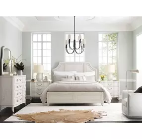 Harmony Eggshell 12 Drawer Emelie Dresser with Arched Angeline Mirror