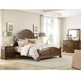 Commonwealth Rich Hazelnut 6 Drawer Witham Dresser with Rectangular Mirror