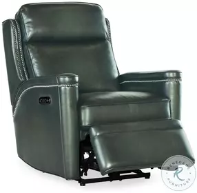 Hamilton Green Leather Power Recliner with Power Headrest