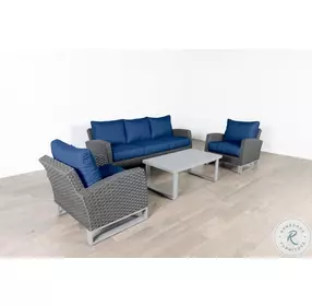 Fiji Blue Performance Fabric Outdoor Club Chair Set Of 2