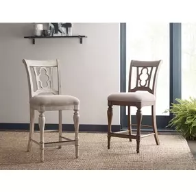 Homestead Pine Cornsilk Upholstered Kendal Counter Height Chair Set of 2