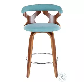 Gardenia Walnut And Teal Fabric Counter Height Stool Set Of 2