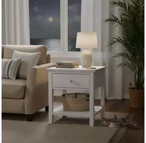 Geneva Distressed White Rectangular End Table
