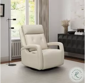 Gilbert Troy Cream Swivel Glider Power Recliner with Power Headrest And Lumbar