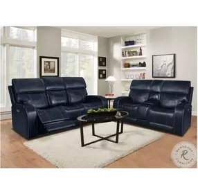 Glenwood Rainer Ocean Lay Flat Power Reclining Sofa with Power Headrest And Lumbar