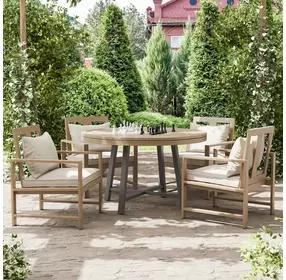 Bordeaux Natural and Beige Upholstered Outdoor Armchair Set of 2