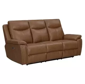 Veracruz Vintage Tan Leather 86" Zero Gravity Dual Power Reclining Sofa with USB Charging