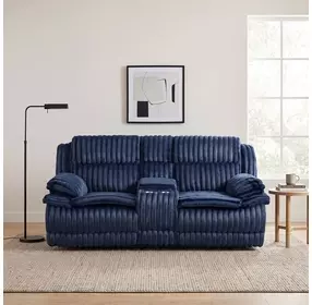 Goodland Blue Double 85" Reclining Loveseat with Center Console