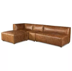 Chiavari Cocoa Brown Leather 112" Modular Sectional