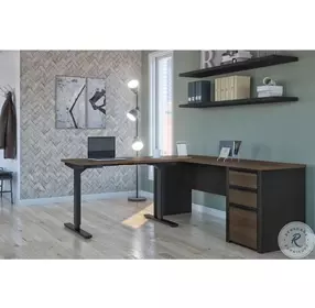 Connexion Antigua And Black 71" 2 Piece L Shaped Adjustable Desk