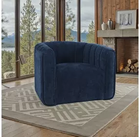 Grande Blue Upholstered Swivel Accent Chair