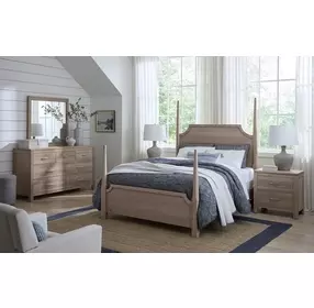 Tide And Timber Gray Oak Queen Pencil Poster Bed