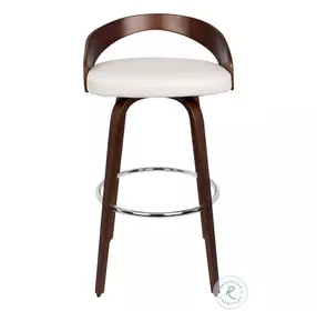 Grotto Cherry With White Faux Leather Swivel Bar Stool Set Of 2