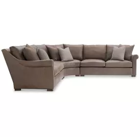 Keirnan Brown Leather 3 Piece Modular Sectional with Pillows