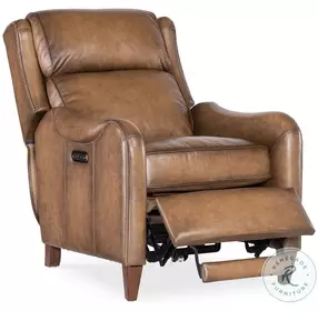 Kingsley Brown Leather Power Recliner with Power Headrest