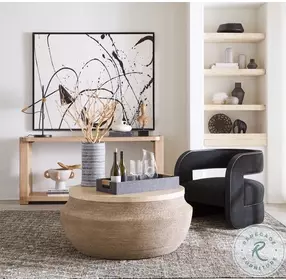 Retreat Brown Beige And Cream Round Cocktail Table