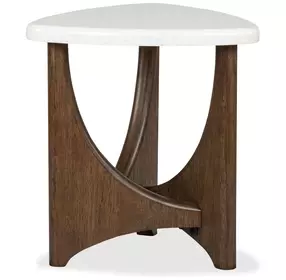 Elowen Vale Turkish Coffee and White Triangular Marble Top End Table