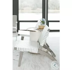 Axiom Linear Grey And White Round Chairside Table