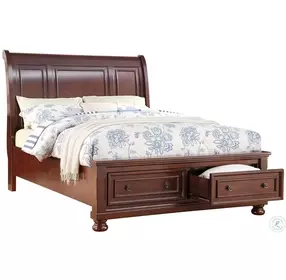 Sophia Soft Brown Cherry Sleigh Storage Bedroom Set