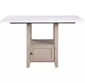 Taylor Beige and White Rectangular Marble Top Counter Height Dining Room Set