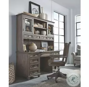 Lancaster Dovetail Grey Credenza with Hutch