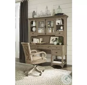 Wickham Park Dovetail Grey Desk with Hutch