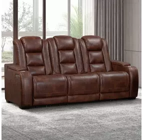 Chester Brown 85" Power Reclining Sofa with USB Charging and LED
